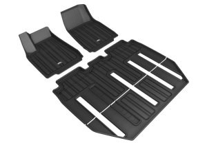 Tesla Model X Floor Mat Set - Front Row, 2nd Row, 3rd Row - 3D MAXpider - Elitect - Black - `17-`21 Tesla Model X Floor Mat Set - Front Row, 2nd Row, 3rd Row - 3D MAXpider - Elitect - Black - `17-`21